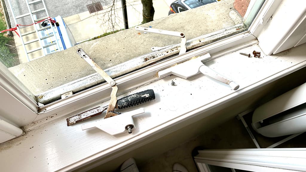 Broken window crank before repair
