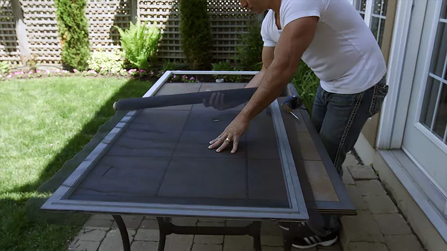 Patio door screen replacement by Window Fix GTA in Burlington.